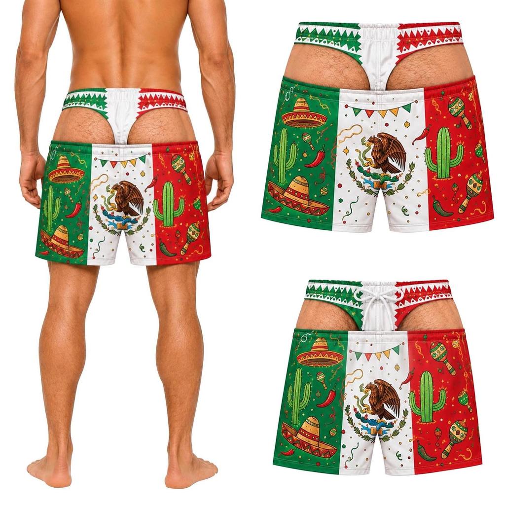 Men's Funny Novelty Beach Shorts for Casual Summer Beach Vacation