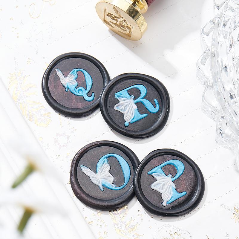 Butterfly Letter Seal(A~Z)Seal Stamp Brass Head With Wooden Handle Make Wax Seals For Wedding Invitations/Envelopes/Gift Wrap