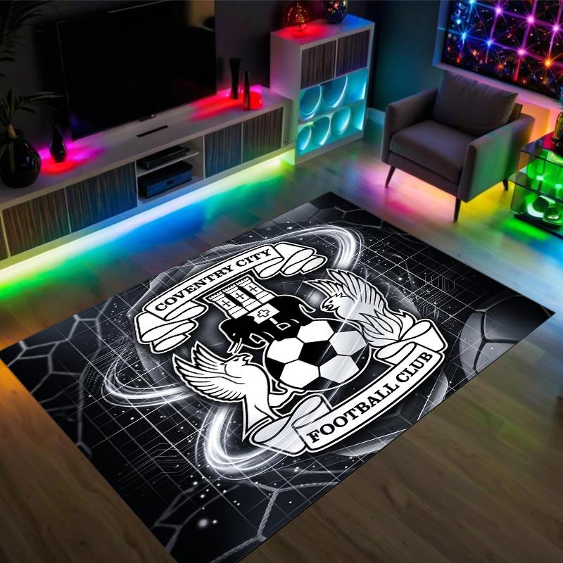 Coventry City Football Design Crystal Velvet Carpet Cozy Non?Slip Printed Rug For Bedroom Living Room Entrance