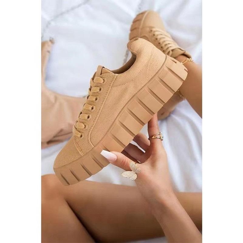 Pantofi de pânză Pantofi de damă, cu platformă, uni, pantofi casual cu talpă groasă, pantofi casual anti-alunecare, pantofi casual pentru femei, mocasini Socofy