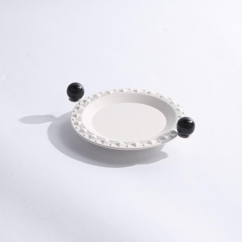 Black and White Square Round Tray