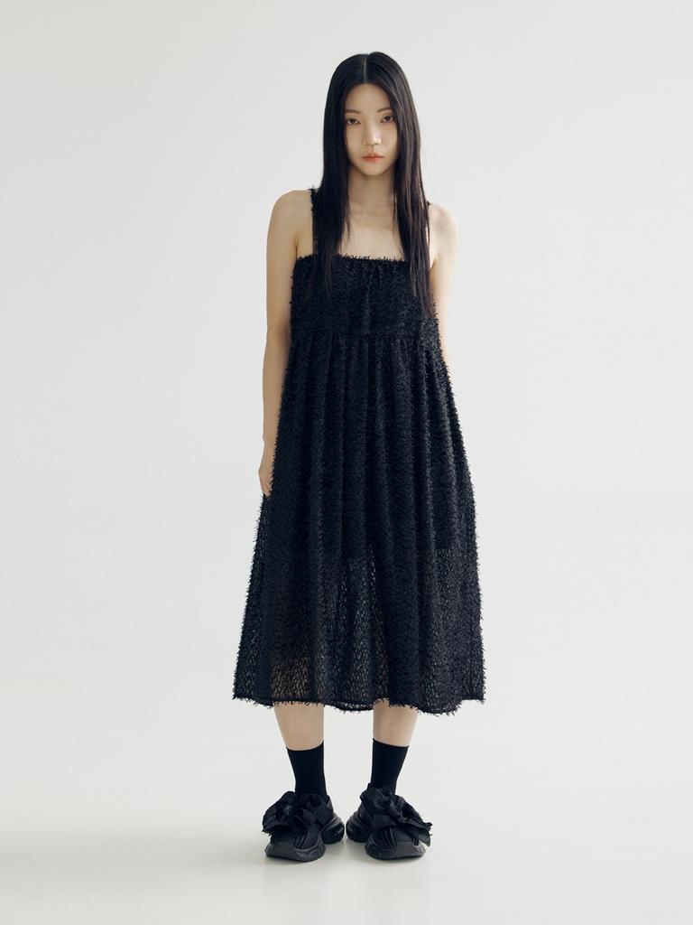 Bomnal Boutique Feather Midi Dress _ Black