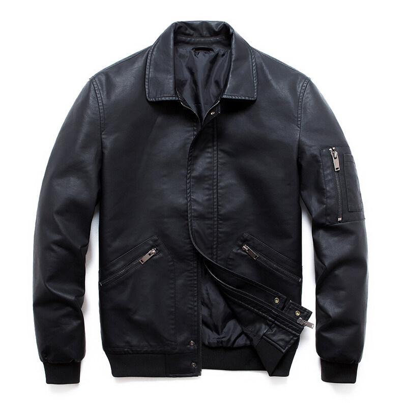 

Молодежная кожаная одежда Модная тенденция Простая универсальная индивидуальная мужская одежда Стабильные мужчины 2XL чёрный