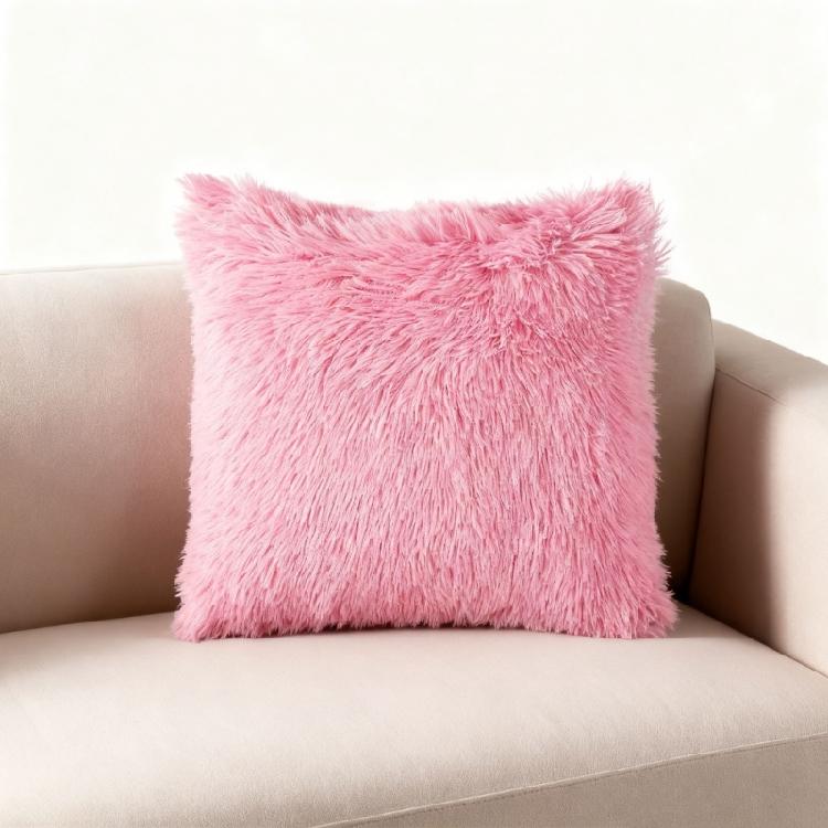 Long Plush Pillow Case Machine Washable Faux Furs Fabric Square Cushion Cover with Zippers Seasonal Home Decors