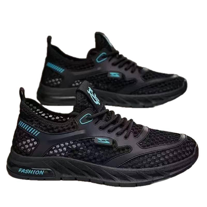 Men's shoes fashion 2025 new hollow breathable casual versatile mesh shoes soft sole wear-resistant running mesh sports trendy shoes