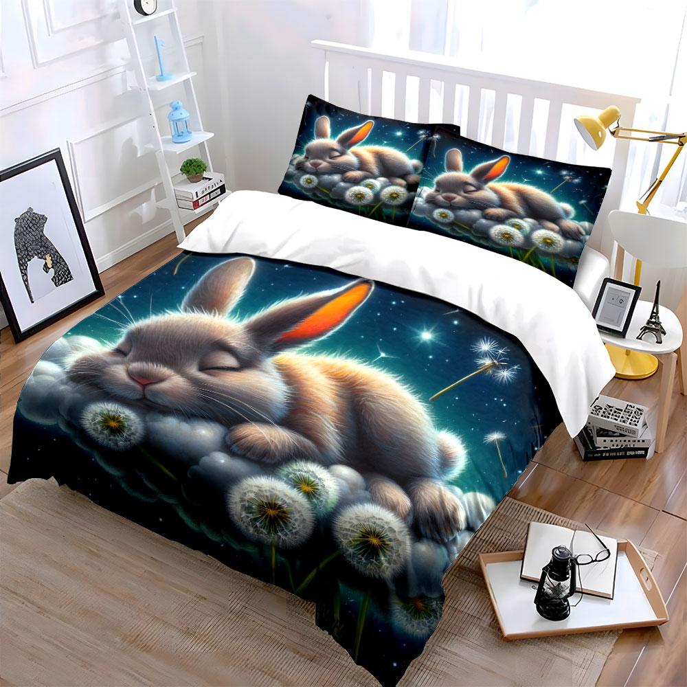 "Dreamy Bunny Bedroom Decoration Set" Multiple Sizes Kid's and Adults' Bedroom Exquisite 3PC Bedding Set Gift