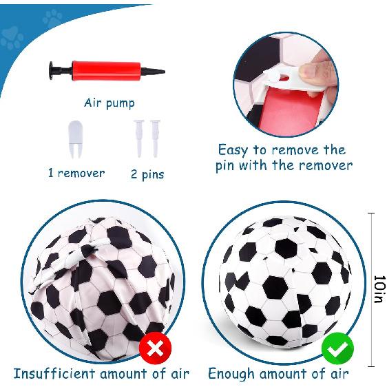 Juome Herding Ball for Dogs, 10" Dog Herding Balls with Soccer Cloth Cover Hand Pump, Interactive Dog Toys for Small & Medium Dogs