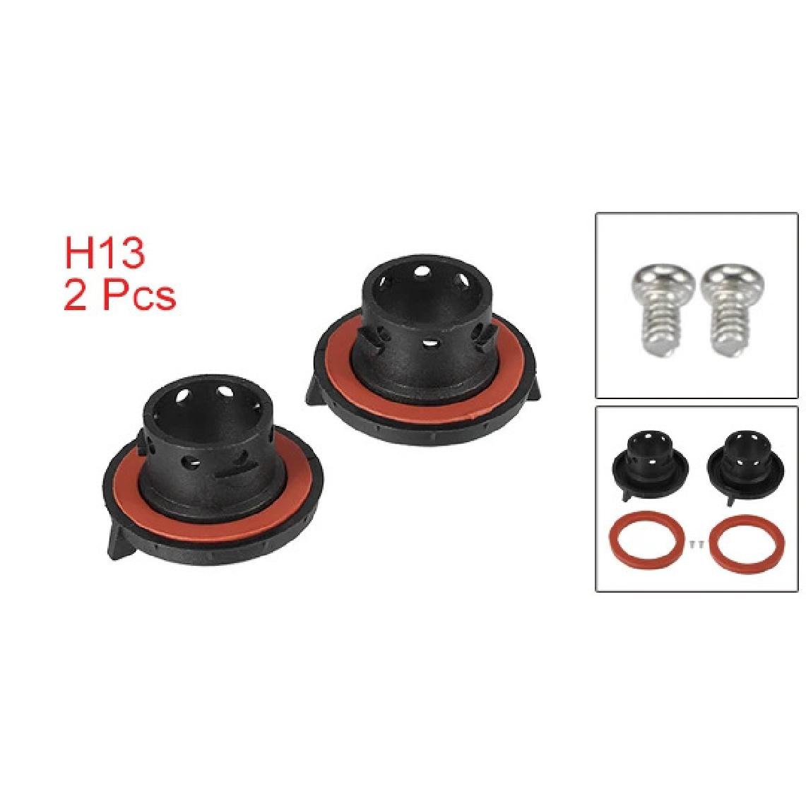 X Autohaux 2pcs H13 LED Headlight Adapter Base Bulb Sockets Retainer Holder Universal for Car Black