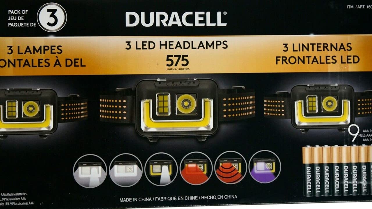 

Duracell LED Headlamp 575 Lumens 3pcs чёрный