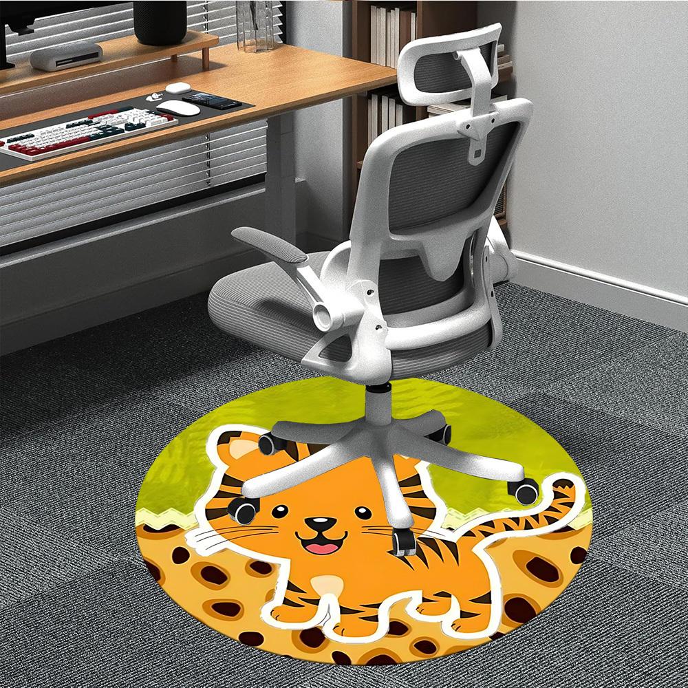 

1pc Tiger Print Chair Carpet for Office, Soft Comfortable Mat For Office, Living Room, Bedroom, Machine Washable Carpet yy251112005 80cm by 80cm