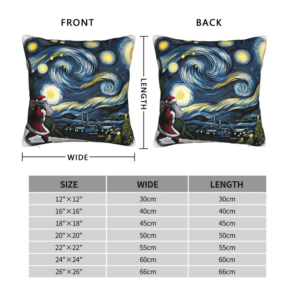 Van Gogh Starry Night Santa Christmas Winter Snowy Night Pillowcase Cushion Cover Throw Pillow Case Cover Home Wholesale 45X45cm
