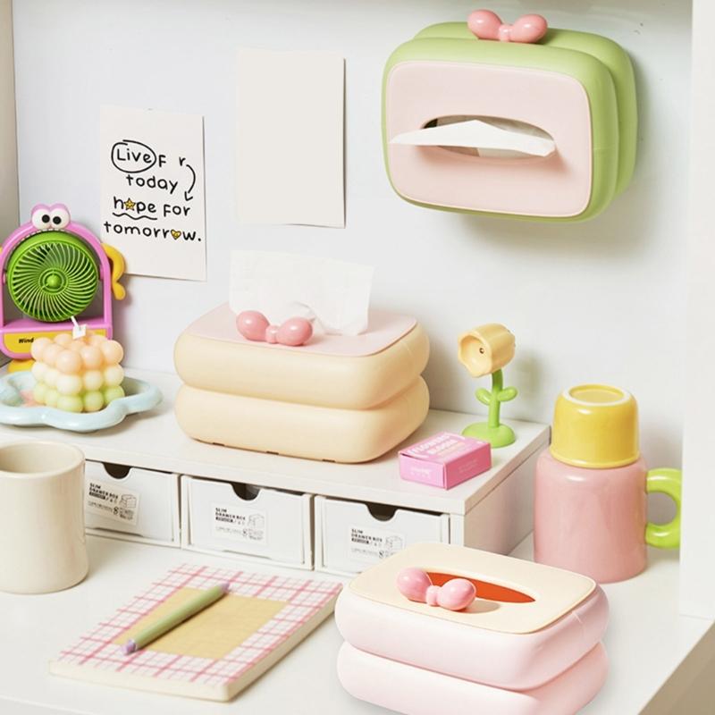 Einfaches Dopamin-Thema Taschentuchbox-Organizer Premium-Materialien Design Arbeitsplatten-Organizer für modernes Zuhause und Büro