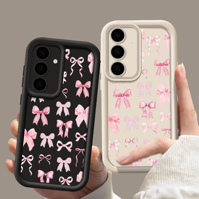 Růžové mašličky Pouzdro Pro Samsung Galaxy S25 S24 Ultra Edge S23 S22 Plus S21 FE A15 A16 A26 A35 A36 A54 A55 A56 5G Kryt Mašličky