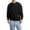 Unisex Solid Color Cowhide Label Round Neck Pullover Ribbed Long-sleeved Sweatshirt
