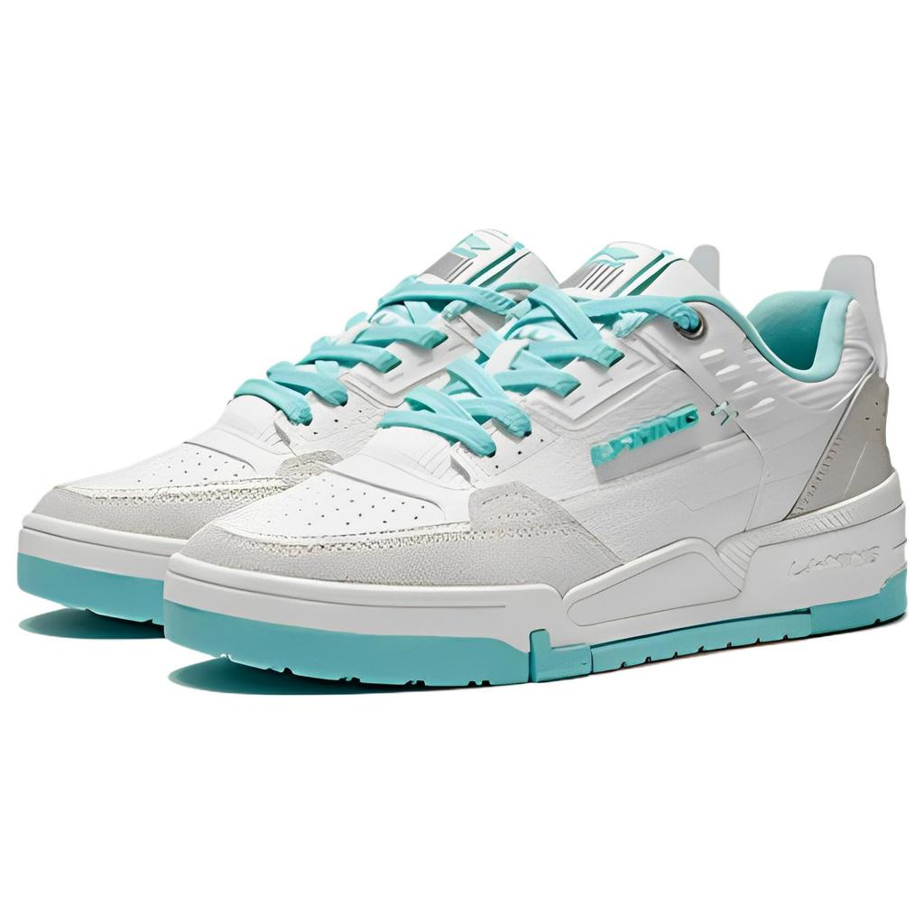 New LiNing Qi Tian Anti Slip Wear Resistant Low Top Skateboard Shoes Women's White Green AGCS080-5