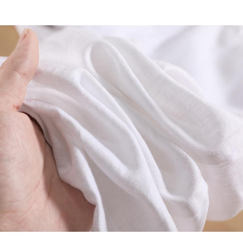 Women's Japanese Style White Linen Wide-Leg Pants - Relaxed Fit, Sun Protection, Casual Straight-Leg for Spring/Summer