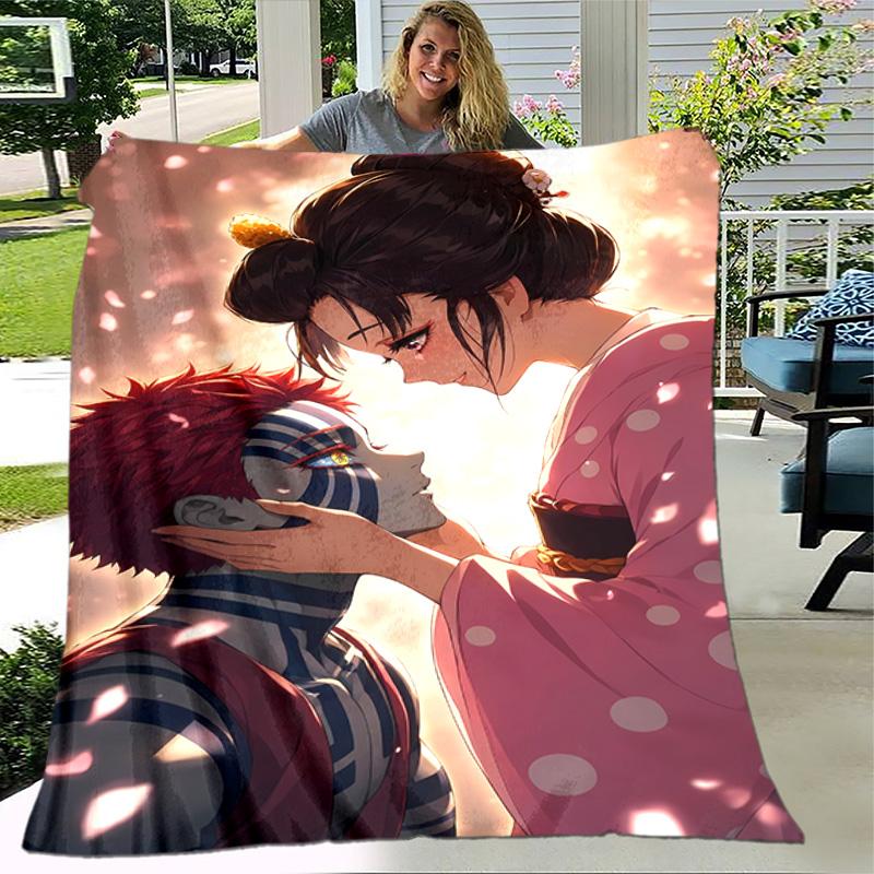 Demon Slayer Akaza printed throw blanket—lightweight,soft,warm;versatile blanket for all seasons—perfect as &air-conditioning throw,nap blanket
