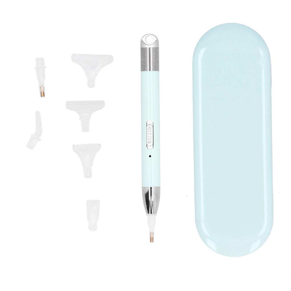USB Charging Drill Pen 6X Replacement Heads Matcha Green USB Chargable Pen Storage Box Diamond Painting Tool