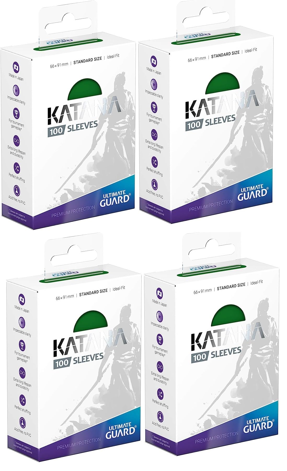 

Ultimate Guard Katana Sleeve Standard Size 100 Card Sleeves [4 Boxes] (Green)