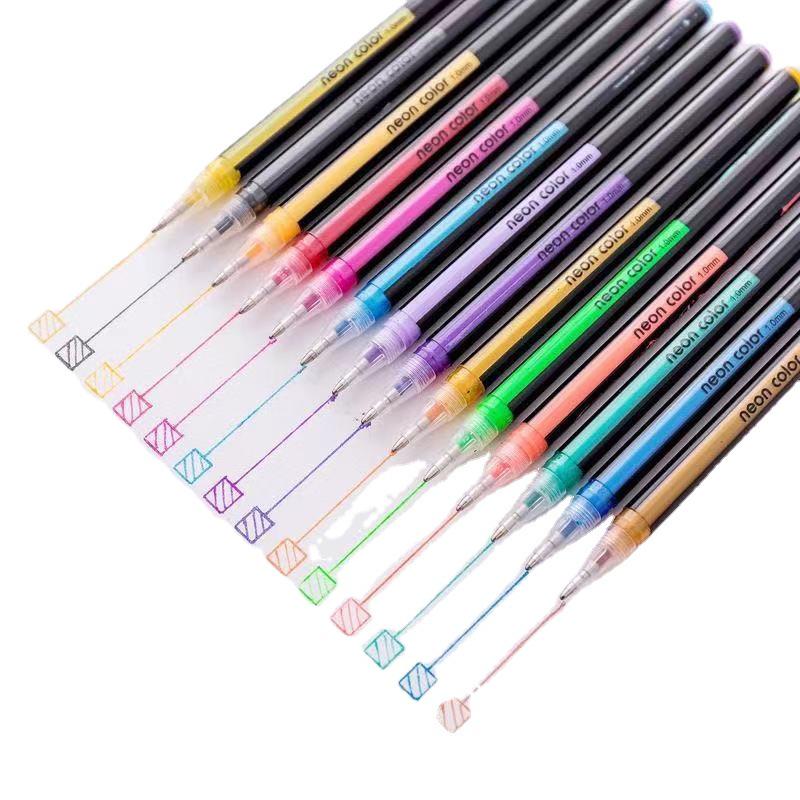Children's Glitter Gel Pens - Journaling, Note-Taking, Fluorescent & Watercolor Markers