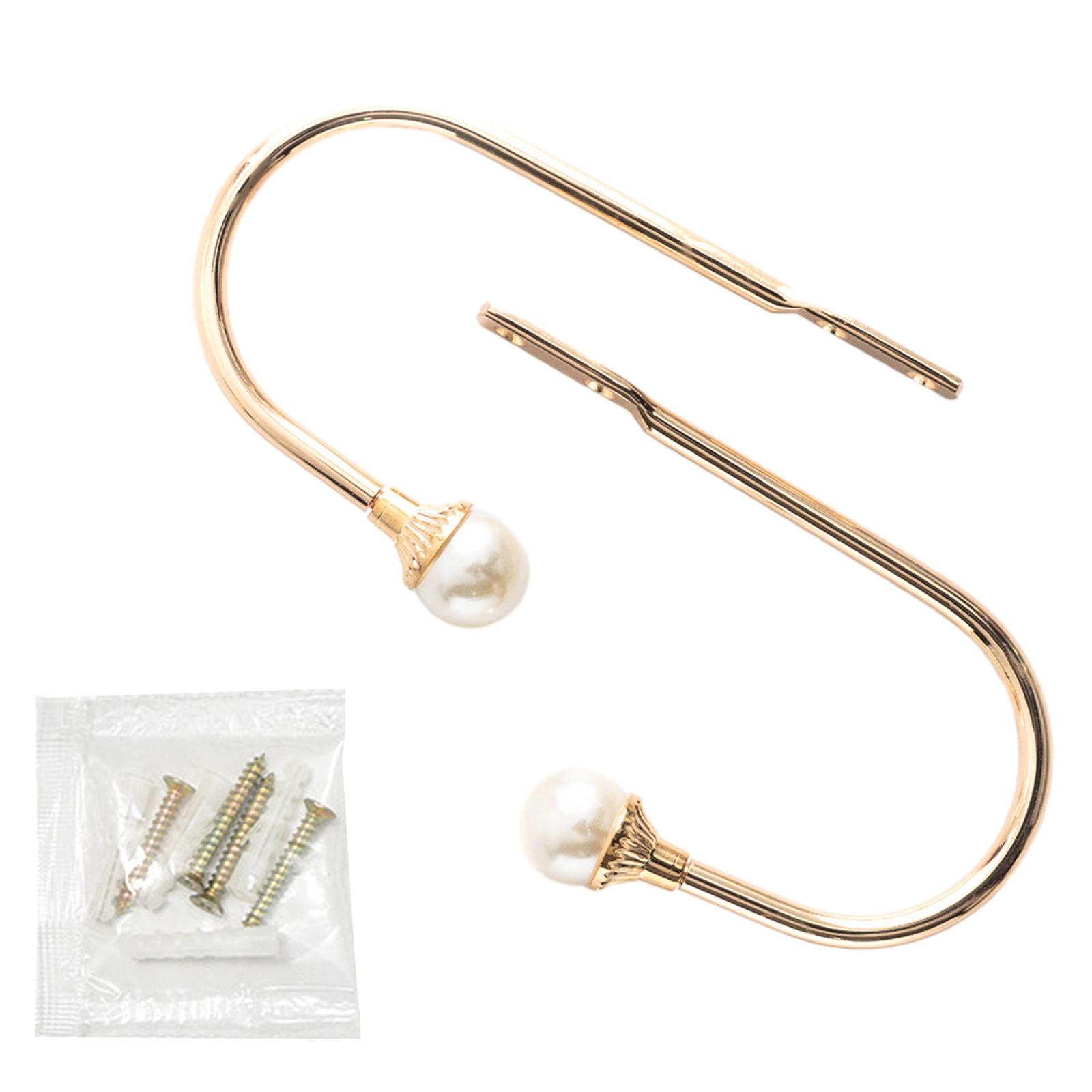 

2Pcs Pearl Beads U Shape Curtain Hooks Holdback Curtain Accessories Hat Tieback Hanger Strap Tassel Brush Holder Hook 2