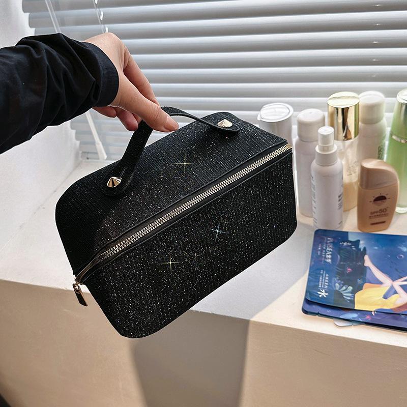 

2026 Women s Bag Korean Version Portable Cosmetic Bag Women s Large Capacity Waterproof Wash Bag Portable Travel Cosmetics Storage Bag 25*12*11CM чёрный