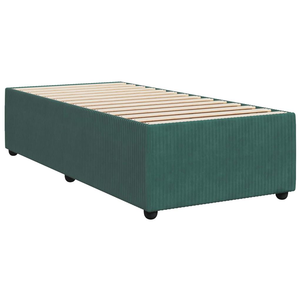 LED Box Spring Bed with Mattress Dark Green 90 x 190 cm Velvet