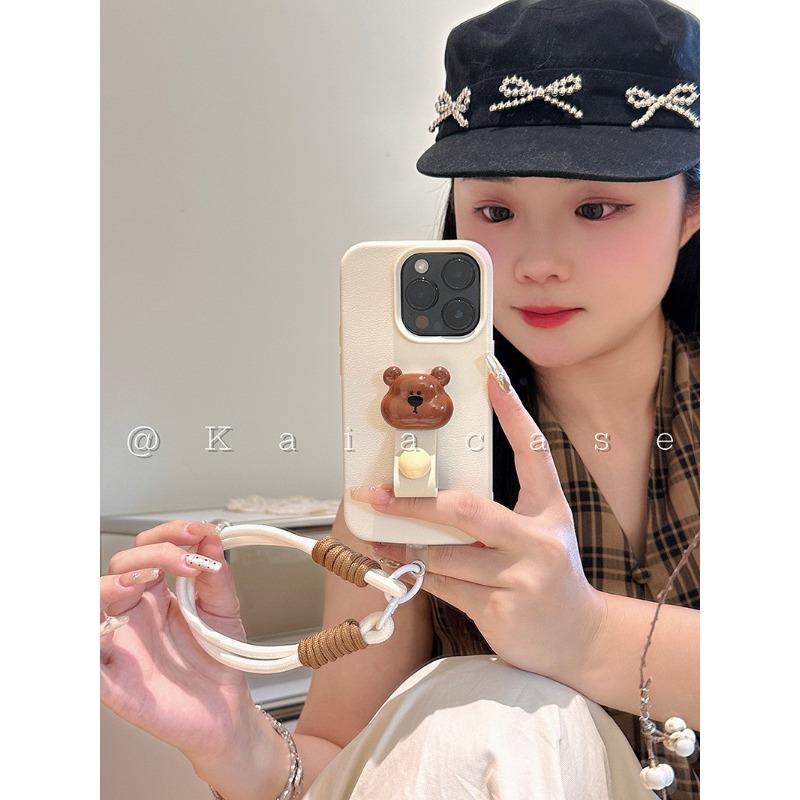 

Coffee Bear Ring for IPhone17promax for Apple 14 Phone Case 13 Anti-fall 12 All-inclusive 15 Lanyard (as the picture-40621-)-For Apple xs