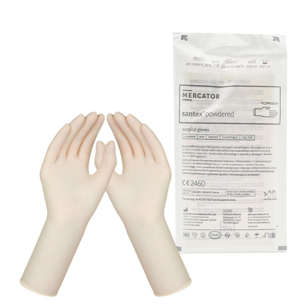 Mercator Santex Powdered 7.5 Latex Surgical Gloves Sterile 1 Pair
