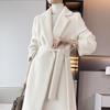 Women’s Versatile Mid-Length White Suri Alpaca Cashmere Wool Coat for Winter 2024
