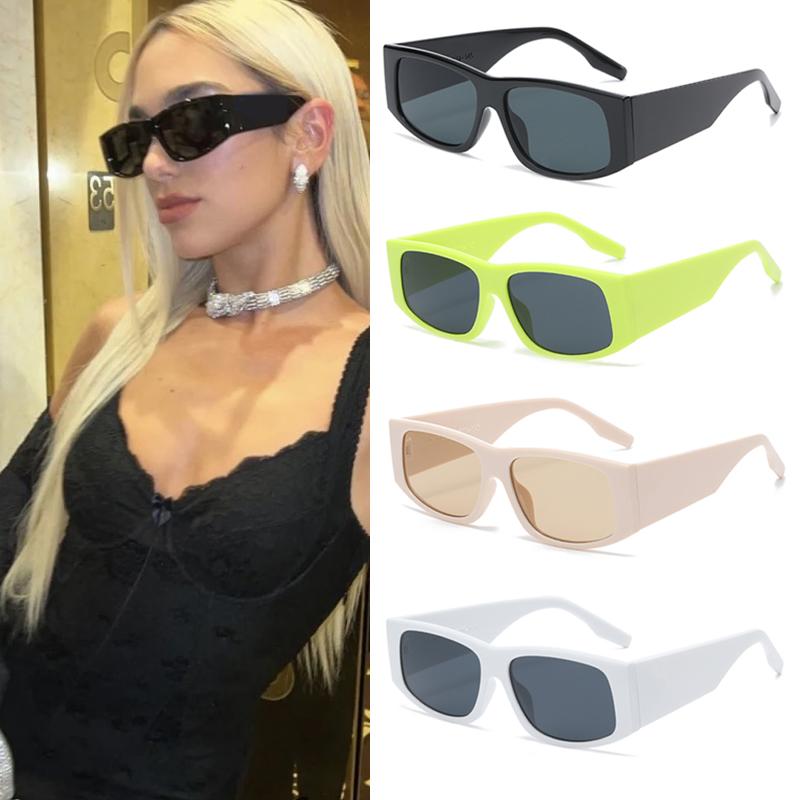 

4pcs Retro Female Rectangle Frame Sunglasses Woman Luxury Brand UV Resistant Sun Glasses Colorful Simple Design Eyeglasses