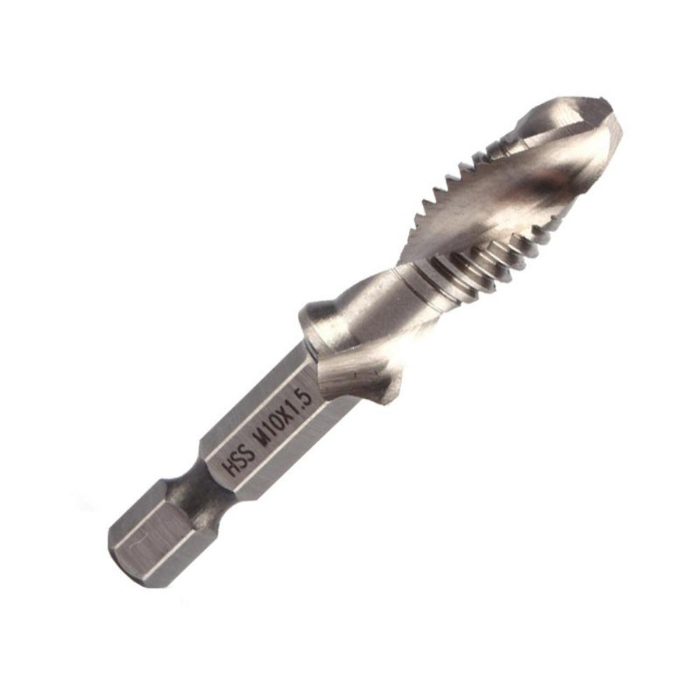 6pcs M3-M10 Screw Tap Drill Bits Hss Taps Countersink Deburr Set Metric Combination Bit High Speed Steel Quick Change Hex