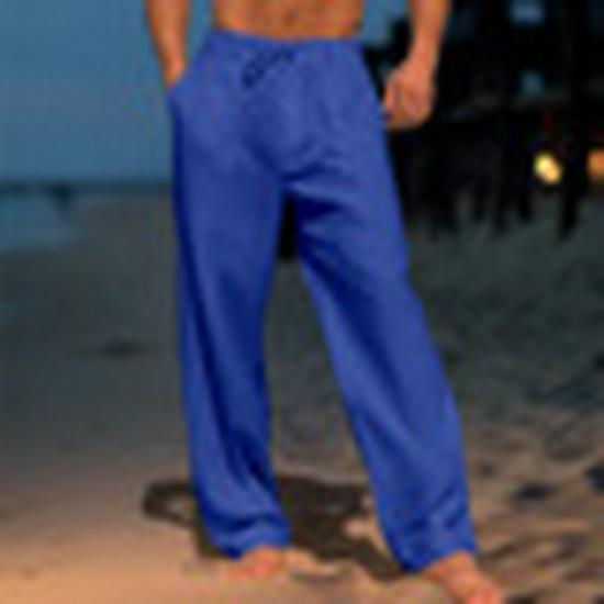 2025 Men's Linen Summer Beach Pants: Solid Color, Comfortable, Breathable, Casual