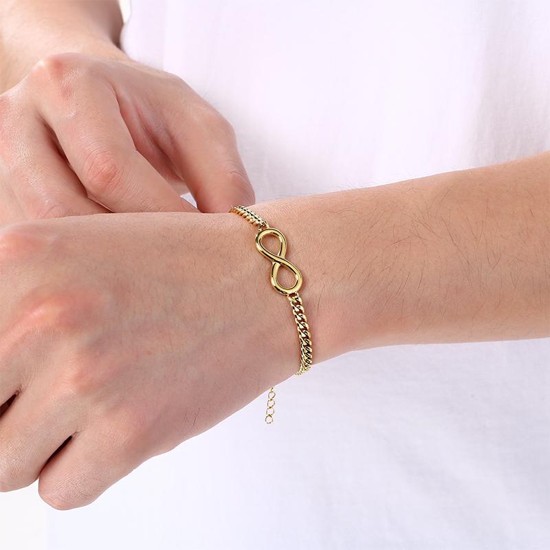 Minimalist Infinity Charm Bracelet for Women Men Polished Stainless Steel Zircon Jewelry Ideal for Gifts & Daily Wear Gold Color