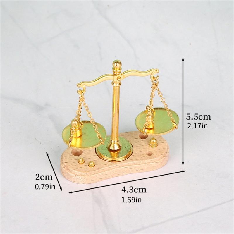 Educational Miniature Scale Toy for 1/12 Scale Doll House Antique Balance Scale Model Figure for Kids Pretend Play Game