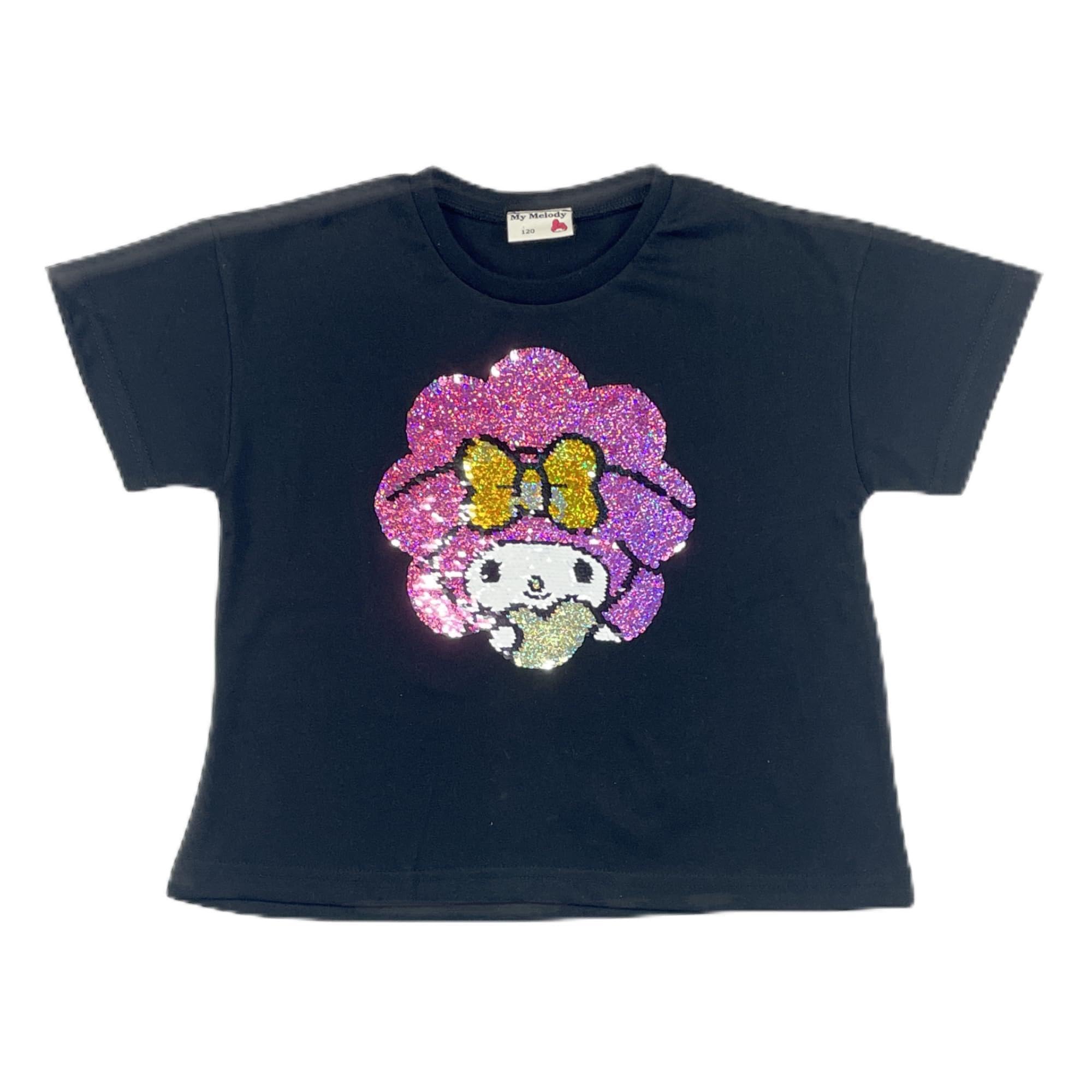 

Sanrio My Melody Черные двусторонние пайетки для черной футболки для девочек, чёрный