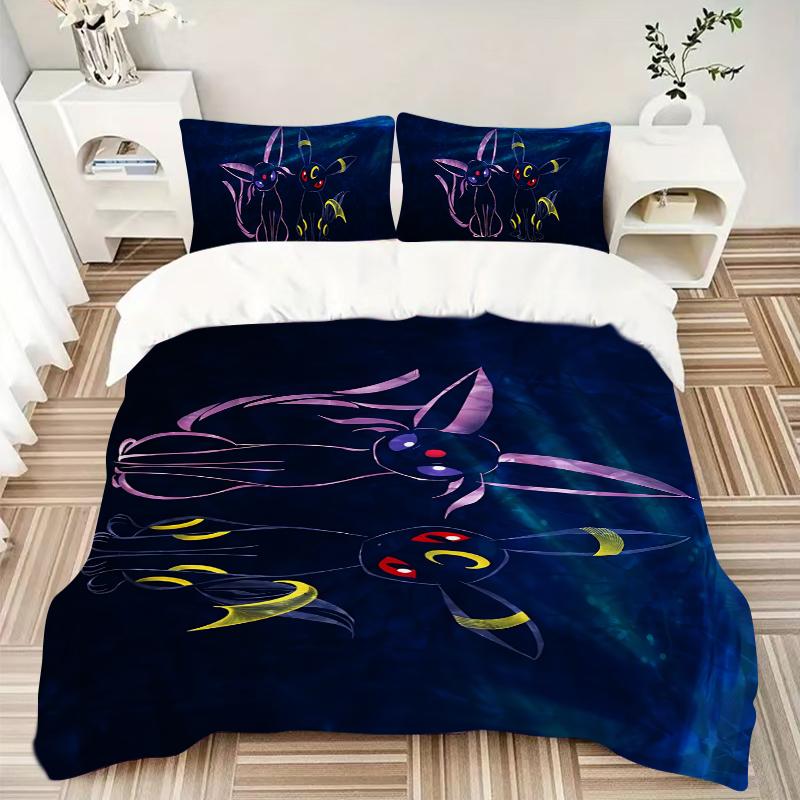 3Pcs Eevee Evolution Mystery Bedding Set Soft Fabric Duvet Cover Pillowcases Home Christmas Xmas Halloween Gift 1 Duvet Cover 2 Pillowcase Y1222