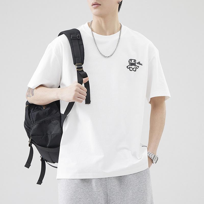 260g Heavy Japanese Loose Ice Silk Short-sleeved T-shirt Men's Summer Casual Print