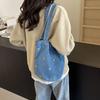 Versatile Denim Embroidered Shoulder Bag for Women  Elegant Bag  Large Capacity Bag