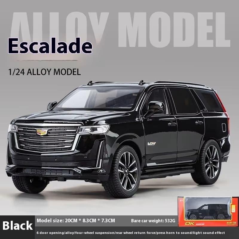 1:24 Cadillac Escalade SUV Alloy Car Die-cast Metal Model Business Car Sound and Light Desktop Collection Decoration Gift Boy Display Ornaments
