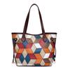 Cross-Border Patchwork Color-Block Tote: Large Capacity 3D Handbag for Moms