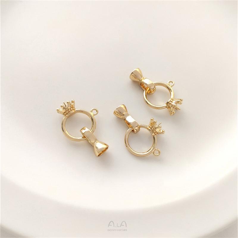 Cupă coroană din aur umplut 14K cu reținere a culorii, mărgea, închizătoare pentru colier inel, pentru accesorii bijuterii cu pandantiv perlă DIY