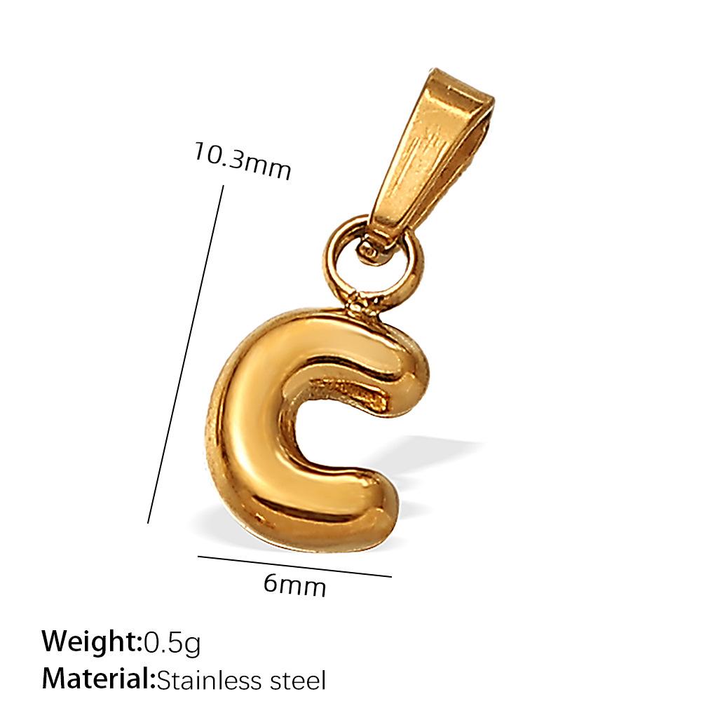 18K Gold Plated Bubble Letter Pendants - 26 English Letters