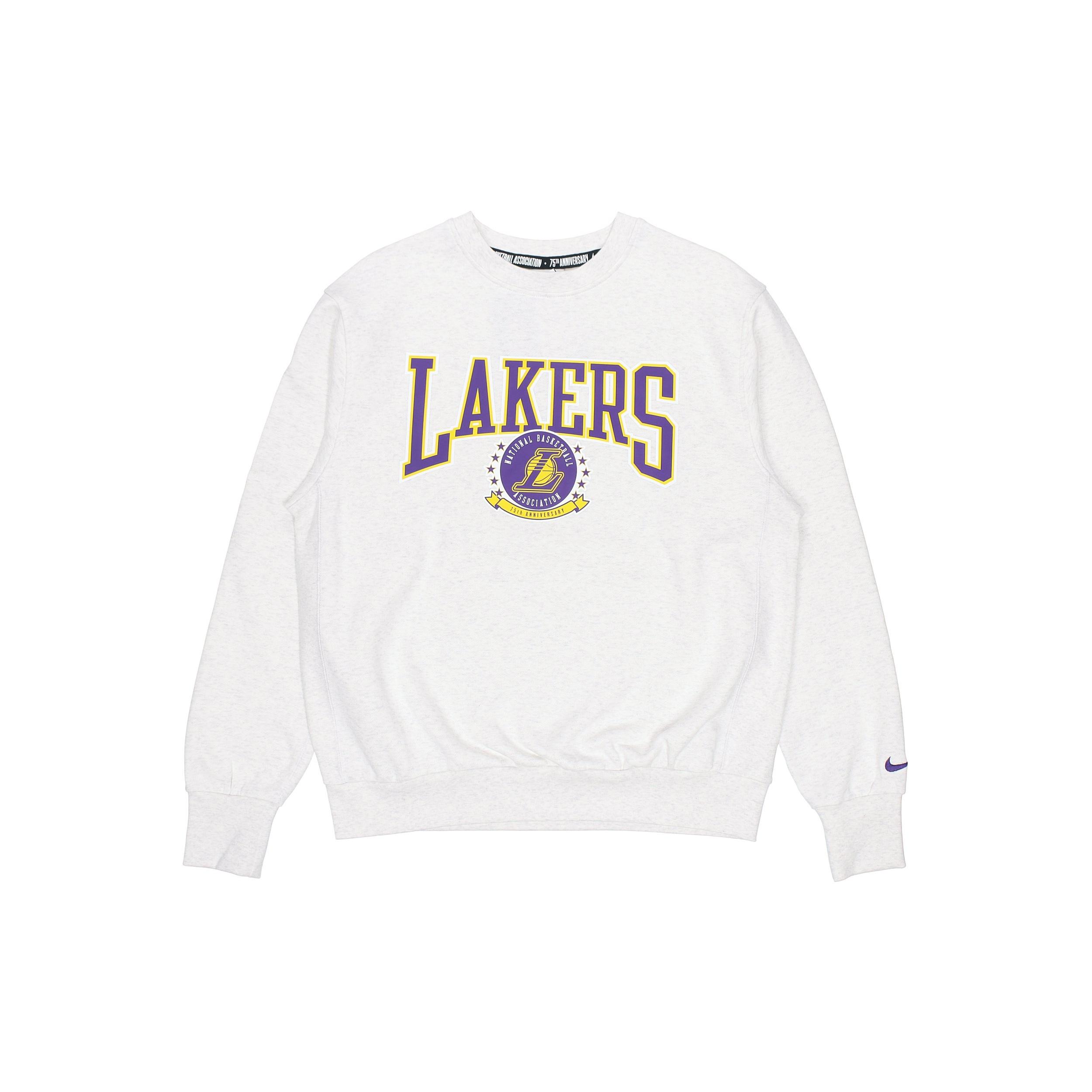 Men s Nike NBA Los Angeles Lakers Fleece Lined Stay Warm Pullover Round Neck Sports Gray White DN4905-051 XXXL