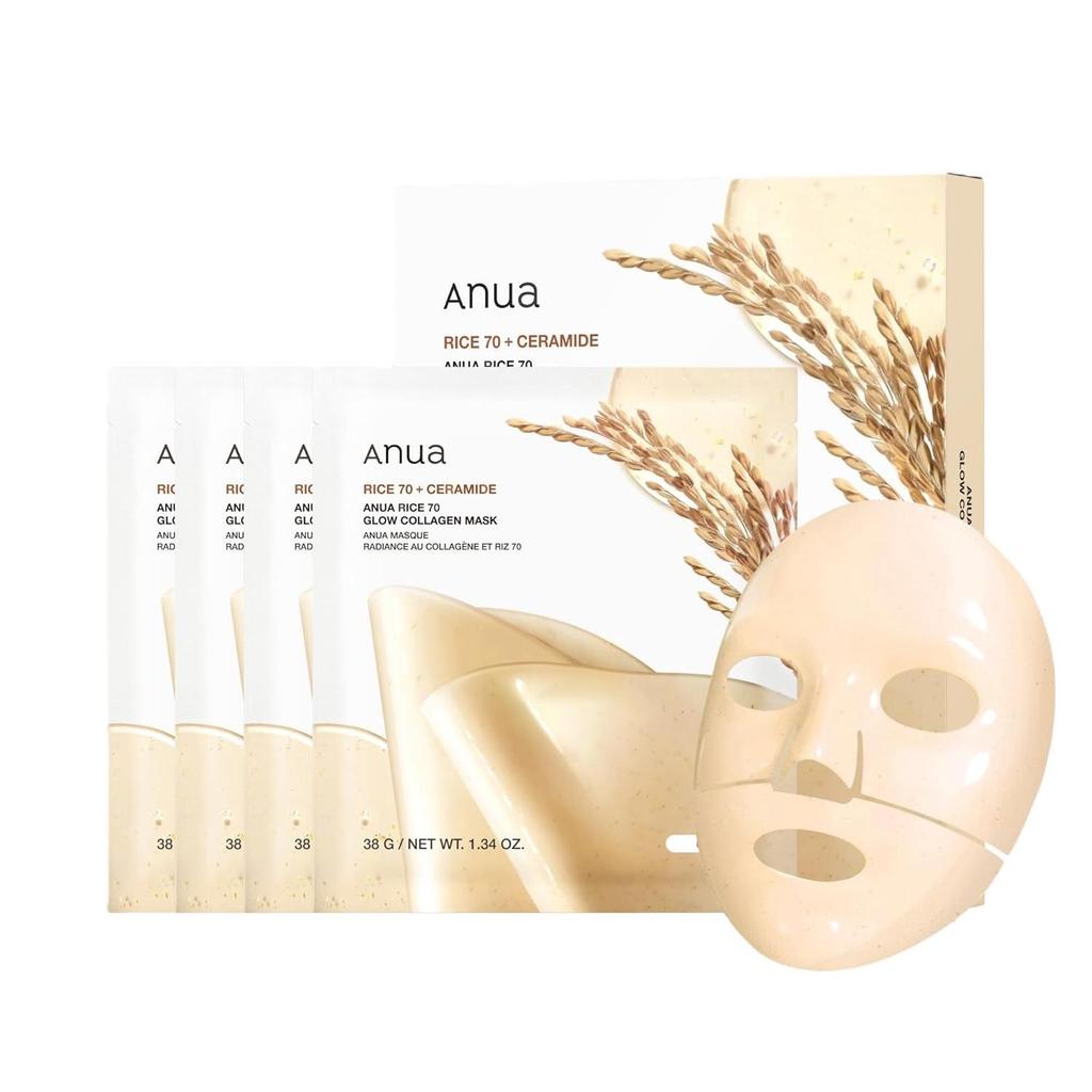 Anua Rice 70 Glow Collagen Mask 38g*4EA