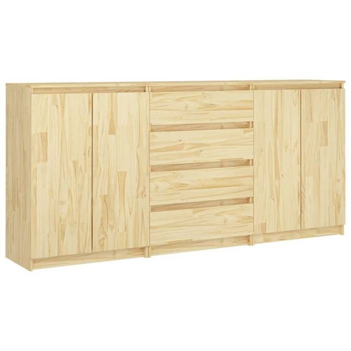VidaXL Side Cabinets 3 Pcs Solid Pine Wood