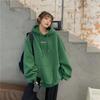 Autumn Winter Velvet Hooded Oversized Hoodie Women Loose Top Letter Print for Student Ladies