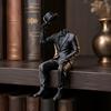 Artistic Bookshelf Accents 3D Printed Sitting Gentleman Ornament, Minimalist Abstract Faceless Figurine, Luxury Interior Design Pieces Aesthetic