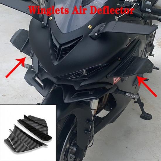 2x Carbon Fiber Look Motorcycle Side Winglets Air Deflector Trim Cover Universal