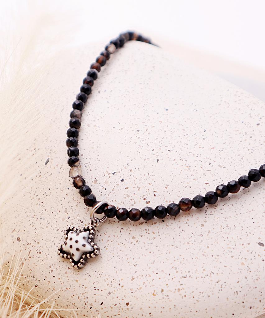 Polalita Black Cut Dot Star Slim Necklace (Plt-Nl-060_Bk)
